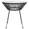 Patio Dining Table Black Ø27.6"x29.1" Rattan and Glass