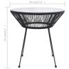 Patio Dining Table Black Ø27.6"x29.1" Rattan and Glass
