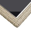 Patio Table Beige 43.3"x20.9"x28.3" Glass and Poly Rattan
