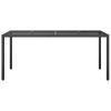 Patio Table Black 74.8"x35.4"x29.5" Tempered Glass and Poly Rattan