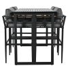 U_Style Steel Outdoor Dining Set with Acacia Wood Armrest Suitable For Patio, Balcony Or Backyard