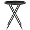 Tea Table Black 23.6" Poly Rattan and Tempered Glass