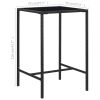 Patio Bar Table Black 27.6"x27.6"x43.3" Poly Rattan and Glass