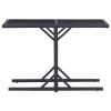Patio Table Black 43.3"x20.9"x28.3" Glass and Poly Rattan