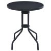Patio Table Black 31.5" Steel and Glass