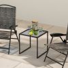 Patio Tempered Glass End Table Side Table with Metal Frame