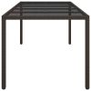 Patio Table Brown 98.4"x39.4"x29.5" Tempered Glass and Poly Rattan