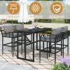 U_Style Steel Outdoor Dining Set with Acacia Wood Armrest Suitable For Patio, Balcony Or Backyard