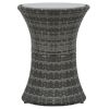 Patio Side Table Drum Shape Gray Poly Rattan