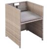 11 Piece Patio Dining Set with Cushions Poly Rattan Beige