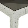 Patio Table White 74.8"x35.4"x29.5" Tempered Glass and Poly Rattan