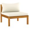 8 Piece Patio Lounge Set with Cream Cushion Solid Acacia Wood