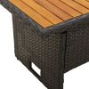 Patio Table Black 39.4"x19.7"x16.9"/24.8" Solid Wood Acacia&Poly Rattan