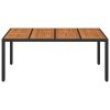 Patio Table with Wooden Top Black 74.8"x35.4"x29.5" Poly Rattan