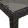 Patio Table 35.4"x35.4"x29.5" Tempered Glass and Poly Rattan Black