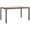 Garden Table 59.1"x35.4"x29.5" Poly Rattan and Acacia Wood Black