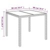 Patio Table with Glass Top Gray 35.4"x35.4"x29.5" Poly Rattan
