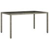 Patio Table 59.1"x35.4"x29.5" Tempered Glass and Poly Rattan Gray
