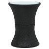 Patio Side Table Drum Shape Black Poly Rattan