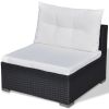 5 Piece Patio Lounge Set with Cushions Poly Rattan Black