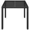 Patio Table with Glass Top Black 35.4"x35.4"x29.5" Poly Rattan