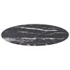 Table Top Black Ø 11.8"x0.3" Tempered Glass with Marble Design