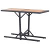 Patio Table Black Solid Acacia Wood and Poly Rattan