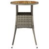 Patio Table Ø23.6"x29.5" Acacia Wood and Poly Rattan Gray
