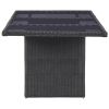 Patio Dining Table Black 78.7"x39.4"x29.1" Glass and Poly Rattan