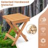 Folding Compact Side Table with Slatted Tabletop