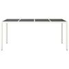 Patio Table White 74.8"x35.4"x29.5" Tempered Glass and Poly Rattan