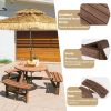6 Person Wooden Picnic Table Set with Bench and Umbrella Hold