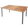 Patio Acacia Wood Dining Table with Umbrella Hole and Metal Legs
