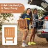 Folding Compact Side Table with Slatted Tabletop