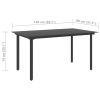 Patio Dining Table Black 59.1"x31.5"x29.1" Steel and Glass