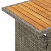 Patio Table Gray 39.4"x19.7"x16.9"/24.8" Solid Wood Acacia&Poly Rattan