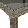 Patio Table 59.1"x35.4"x29.5" Tempered Glass and Poly Rattan Gray