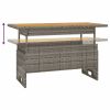 Patio Table Gray 39.4"x19.7"x16.9"/24.8" Solid Wood Acacia&Poly Rattan