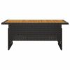 Patio Table Black 39.4"x19.7"x16.9"/24.8" Solid Wood Acacia&Poly Rattan