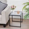 Patio Tempered Glass End Table Side Table with Metal Frame