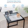 Patio Tempered Glass End Table Side Table with Metal Frame