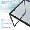 Patio Tempered Glass End Table Side Table with Metal Frame