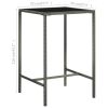 Patio Bar Table Gray 27.6"x27.6"x43.3" Poly Rattan and Glass