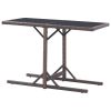 Patio Table Brown 43.3"x20.9"x28.3" Glass and Poly Rattan