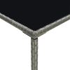 Patio Bar Table Gray 27.6"x27.6"x43.3" Poly Rattan and Glass