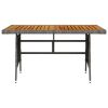 Patio Table Gray 51.2"x27.6"x28.3" Poly Rattan & Solid Acacia Wood