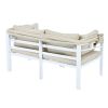 TOPMAX 3-Piece Patio Daybed with Retractable Canopy Outdoor Metal Sectional Sofa Set Sun Lounger with Cushions for Backyard, Porch, Poolside, Beige