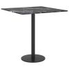 Table Top Black 15.7"x15.7" 0.2" Tempered Glass with Marble Design