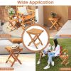 Folding Compact Side Table with Slatted Tabletop