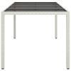 Patio Table White 74.8"x35.4"x29.5" Tempered Glass and Poly Rattan